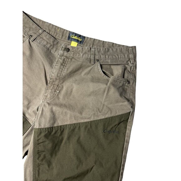 Cabela's Brush Pants 38x32 Roughneck Brown Green Hunting Double Knee Jeans Men's - Picture 3 of 12
